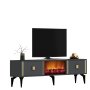 HANAH HOME TV polica Doruk Fireplace Anthracite Gold - slika 4