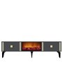 HANAH HOME TV polica Doruk Fireplace Anthracite Gold - slika 1