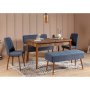 HANAH HOME Trpezarijski set Vina 1048 4 WalnutDark Blue - slika 1