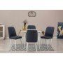 HANAH HOME Trpezarijski sto i stolice Vina 1048 White Navy Blue - slika 1