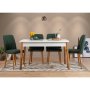 HANAH HOME Trpezarijski sto i stolice Costa White Atlantice Green - slika 1