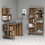 HANAH HOME Radni sto sa policom za knjige Extra 2 Walnut - slika 2