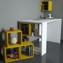 HANAH HOME Radni sto sa policom za knjige Box White Yellow - slika 2