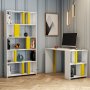 HANAH HOME Radni sto sa policom za knjige Lima White Yellow - slika 1
