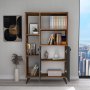 HANAH HOME Polica za knjige Meldan Light Walnut Anthracite - slika 3