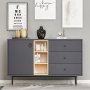 HANAH HOME Komoda Naturel Anthracite - slika 2