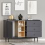 HANAH HOME Komoda Naturel Anthracite - slika 4