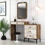 HANAH HOME Komoda sa ogledalom Lizbon 545 Walnut White - slika 2