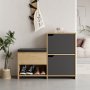 HANAH HOME Cipelarnik Haven Shoe Bench Oak Anthracite - slika 1