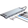 E-GREEN Adapter USB 3.1 tip C (M) - 2 x HDMI + VGA + 3 x USB 3.0 + 2 x tip C + RJ45 (F) + SD/TF + PD 100W (12 u 1) - slika 1
