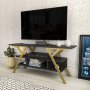 HANAH HOME TV polica Minerva Gold Anthracite - slika 3