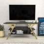 HANAH HOME TV polica Minerva Gold Anthracite - slika 1
