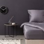L`ESSENTIEL MAISON Satenski dušečni čaršav (90x200) De Dark Grey - slika 1