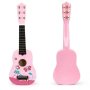 ECO TOYS Drvena gitara za decu sa metalnim žicama pink - slika 2
