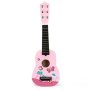 ECO TOYS Drvena gitara za decu sa metalnim žicama pink - slika 1
