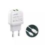 LDNIO A2219 2xUSB kućni punjač sa USB-C kablom - slika 1