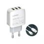 LDNIO A3312 3xUSB kućni punjač sa micro USB kablom - slika 1