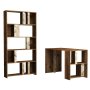 HANAH HOME Radni sto sa policom za knjige Lima Walnut White Marble - slika 2