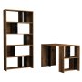 HANAH HOME Radni sto sa policom za knjige Lima Walnut Black Marble - slika 2