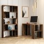 HANAH HOME Radni sto sa policom za knjige Lima Walnut Black Marble - slika 1