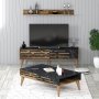 HANAH HOME Set za dnevnu sobu Valensiya 140 Walnut Black Marble - slika 1