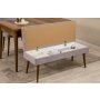 HANAH HOME Vina 03 0701 Walnut Grey (Produžni trpezarijski sto, stolice i konzola set (7 komada) - slika 3