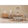 HANAH HOME Vina 03 1005 Atlantic Pine Cream (Produžni trpezarijski sto, stolice i konzola set (7 komada) - slika 1