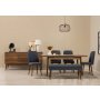 HANAH HOME Vina 03 1048 Walnut Dark Blue (Produžni trpezarijski sto, stolice i konzola set (7 komada) - slika 1