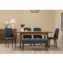 HANAH HOME Vina 03 1048 Walnut Dark Blue (Produžni trpezarijski sto, stolice i konzola set (7 komada) - slika 2