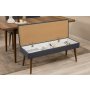 HANAH HOME Vina Bench 04 1048 Walnut Dark Blue (Produžni trpezarijski sto, stolice i konzola (6 komada) - slika 2