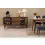 HANAH HOME Vina Bench 04 1048 Walnut Dark Blue (Produžni trpezarijski sto, stolice i konzola (6 komada) - slika 3