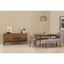 HANAH HOME Vina Bench 04 0701 Walnut Grey (Produžni trpezarijski sto, stolice i konzola (6 komada) - slika 1
