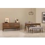 HANAH HOME Vina 02 0701 Walnut Grey Produživi trpezarijski sto, stolice i konzola (5 komada)) - slika 1