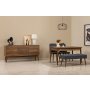 HANAH HOME Vina 02 1048 Walnut Dark Blue (Produživi trpezarijski sto, stolice i konzola (5 komada)) - slika 1