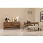 HANAH HOME Vina 02 1005 Walnut Cream Produživi trpezarijski sto, stolice i konzola (5 komada)) - slika 1