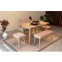 HANAH HOME Vina Mini 03 0900 Oak Stone Produžni set trpezarijskih stolova i stolica (6 komada)) - slika 2
