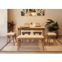 HANAH HOME Vina Mini 03 1005 Oak Cream Produžni set trpezarijskih stolova i stolica (6 komada)) - slika 1