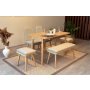 HANAH HOME Vina Mini 03 1005 Oak Cream Produžni set trpezarijskih stolova i stolica (6 komada)) - slika 4