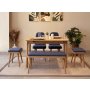 HANAH HOME Vina Mini 03 1048 Oak Dark Blue (Produžni set trpezarijskih stolova i stolica (6 komada)) - slika 1