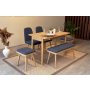 HANAH HOME Vina Mini 03 1048 Oak Dark Blue (Produžni set trpezarijskih stolova i stolica (6 komada)) - slika 2
