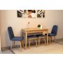 HANAH HOME Vina Mini 03 1048 Oak Dark Blue (Produžni set trpezarijskih stolova i stolica (6 komada)) - slika 3