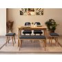 HANAH HOME Vina Mini 03 1053 Oak Anthracite (Produžni set trpezarijskih stolova i stolica (6 komada)) - slika 1