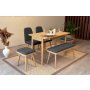 HANAH HOME Vina Mini 03 1053 Oak Anthracite (Produžni set trpezarijskih stolova i stolica (6 komada)) - slika 2