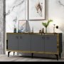 HANAH HOME Komoda Poli Black Marble Anthracite Gold - slika 3