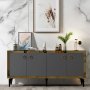 HANAH HOME Komoda Poli Black Marble Anthracite Gold - slika 1