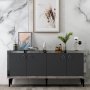 HANAH HOME Komoda Poli Black Marble Anthracite Silver - slika 1