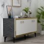 HANAH HOME Komoda Poli Black Marble White Gold - slika 2