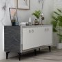 HANAH HOME Komoda Poli Black Marble White Silver - slika 2