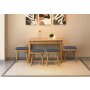HANAH HOME Vina Mini 06 1048 Oak Dark Blue set : sto, stolice i klupa - slika 2