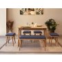 HANAH HOME Vina Mini 06 1048 Oak Dark Blue set : sto, stolice i klupa - slika 1
